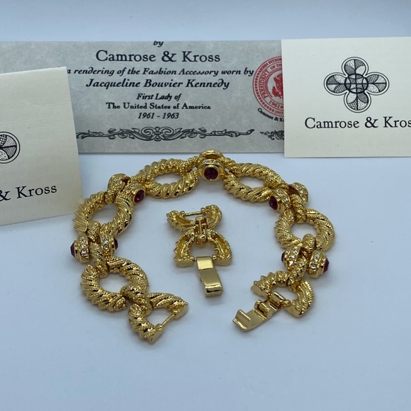 Vintage Camrose and Kross Jaqueline Kennedy Bracelet with Red Stones - Picture 5 of 5